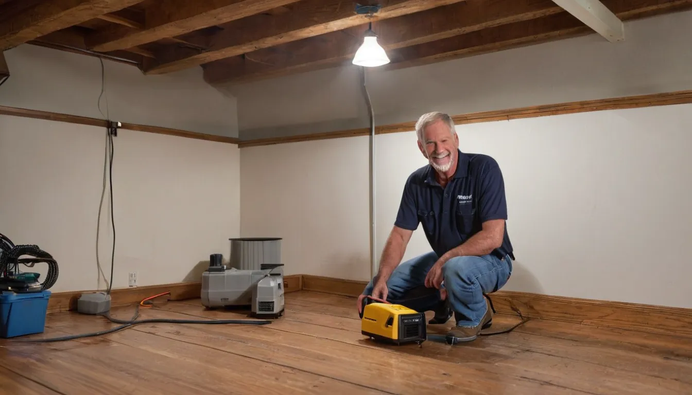A local provider inspecting a basement beam in an older New Lenox home